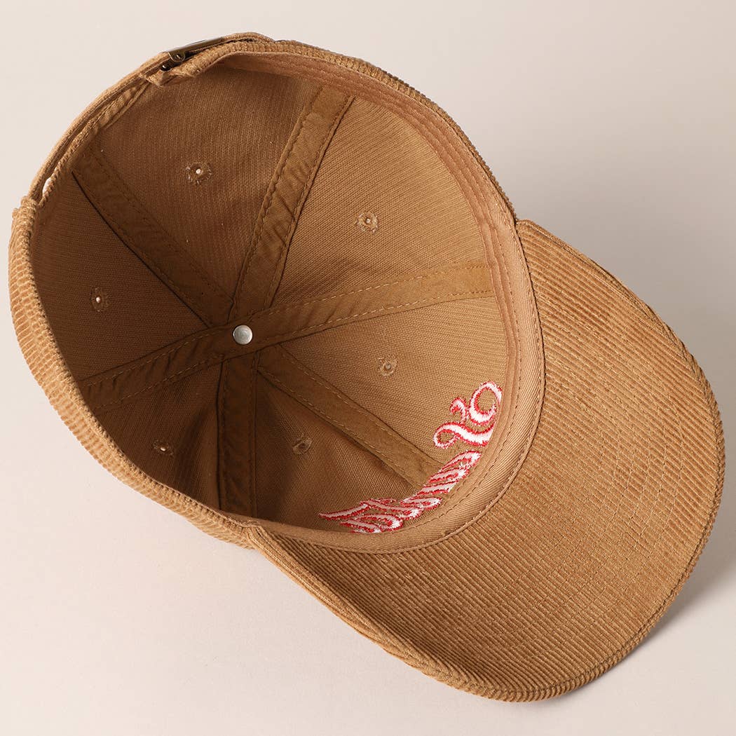 Santa Text Corduroy Baseball Cap