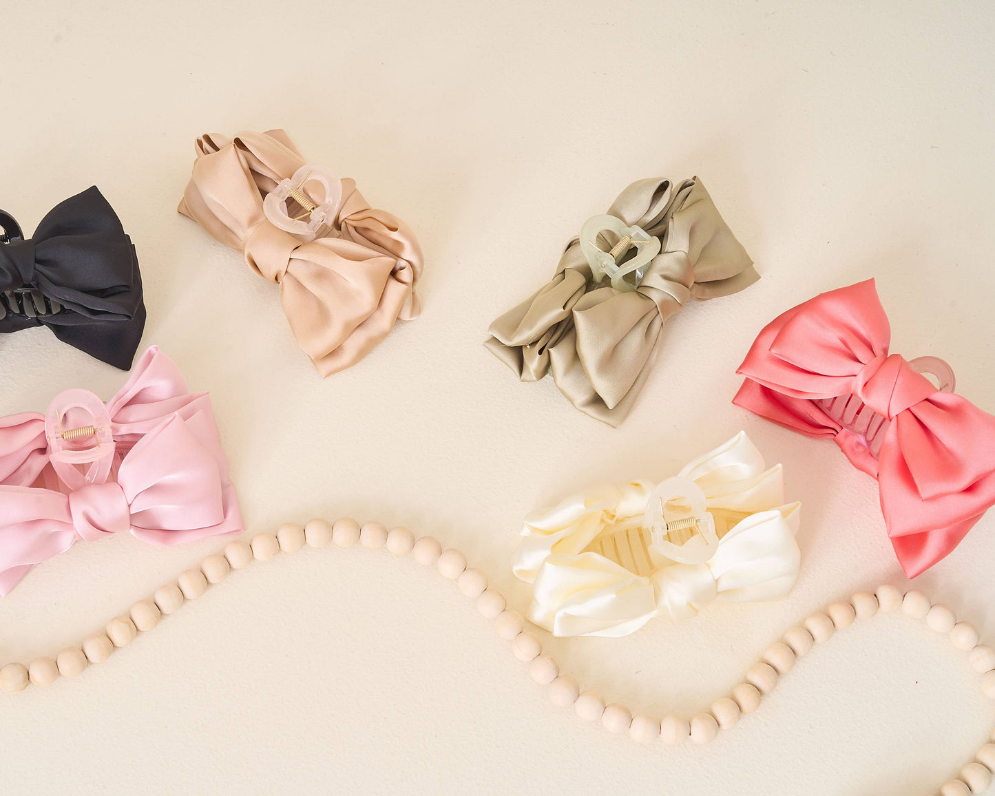 Satin Bow Claw Clip- Black