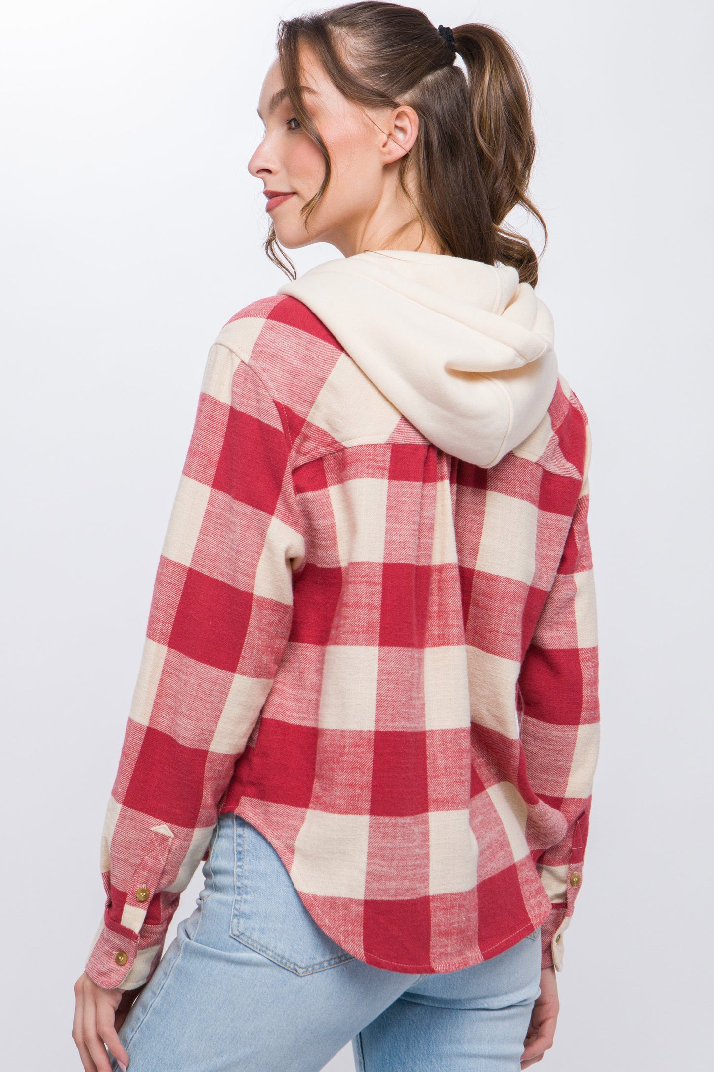Lightweight Red Plaid Hoodie