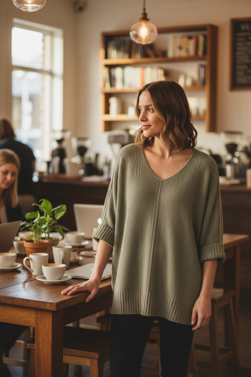 Easel V Neck Knit Top