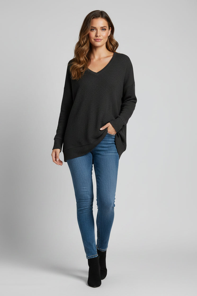 Zenana Outfitters Ribbed V Neck