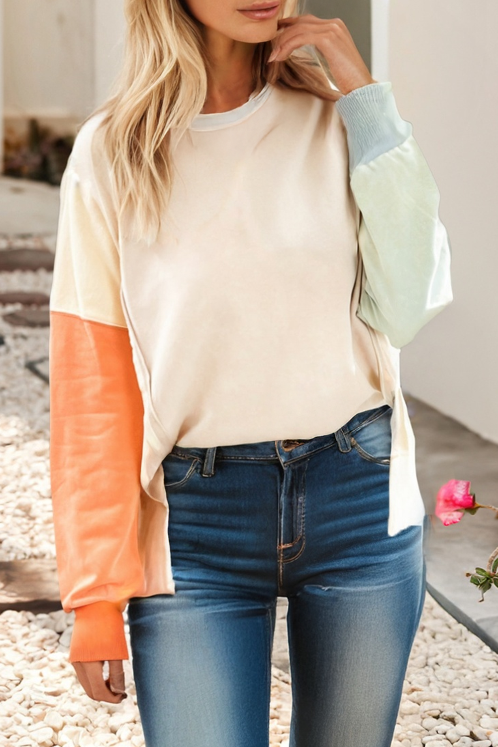 Sweatshirt: Color Block Patchwork