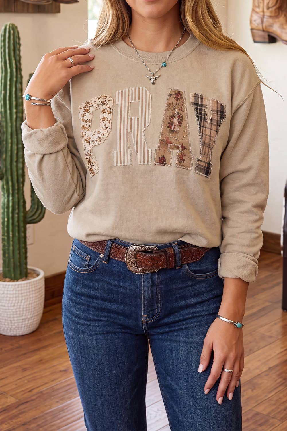 PRAY Embroidered Patch Sweatshirt