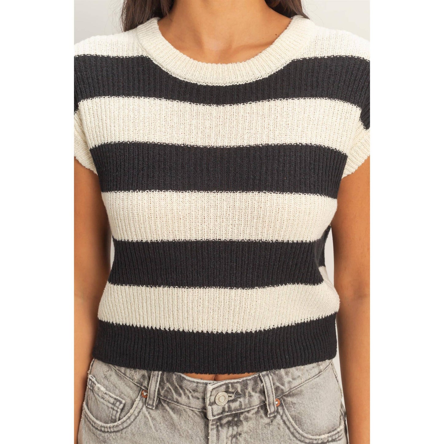 Striped Ribbed Knit Top