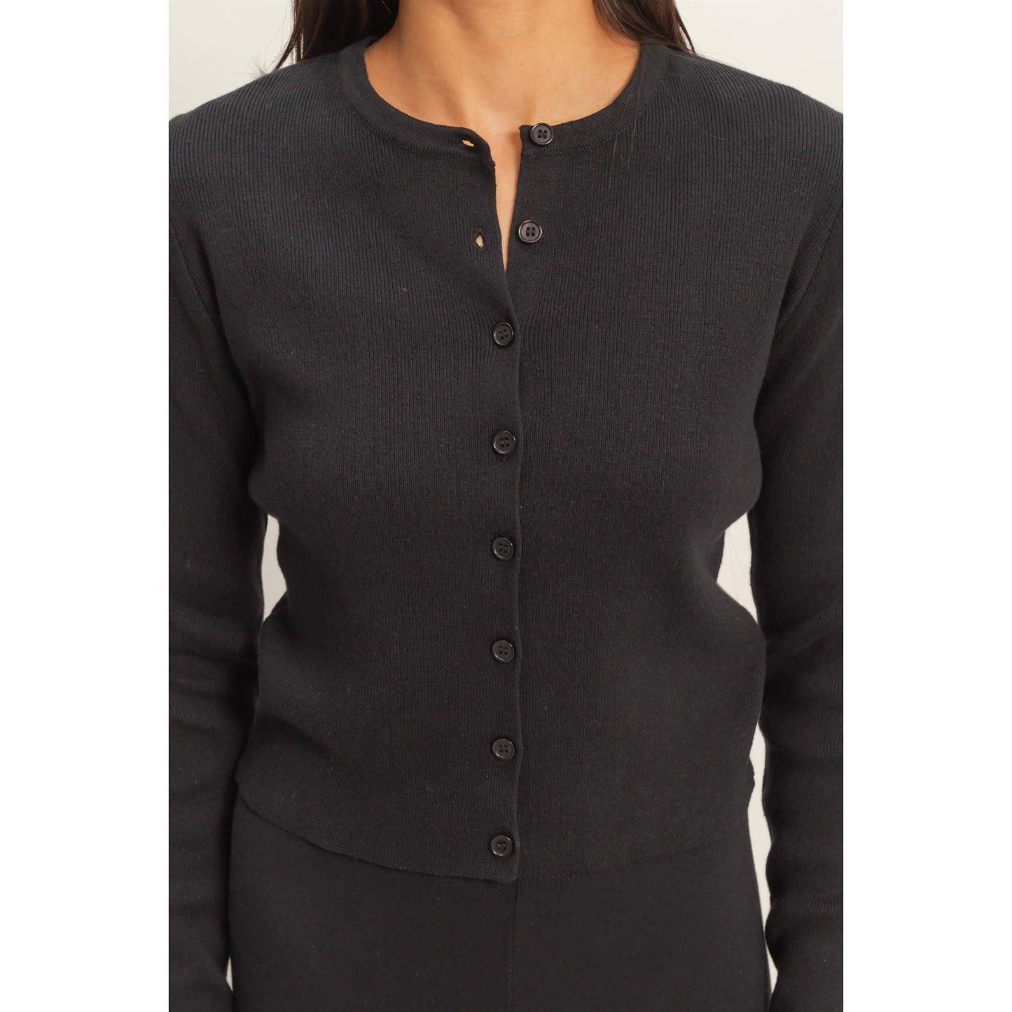 Cardigan, Ribbed Button-Up