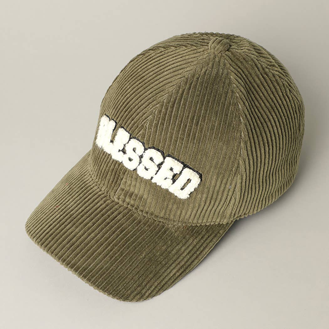 BLESSED 3D Embroidered Corduroy Cap