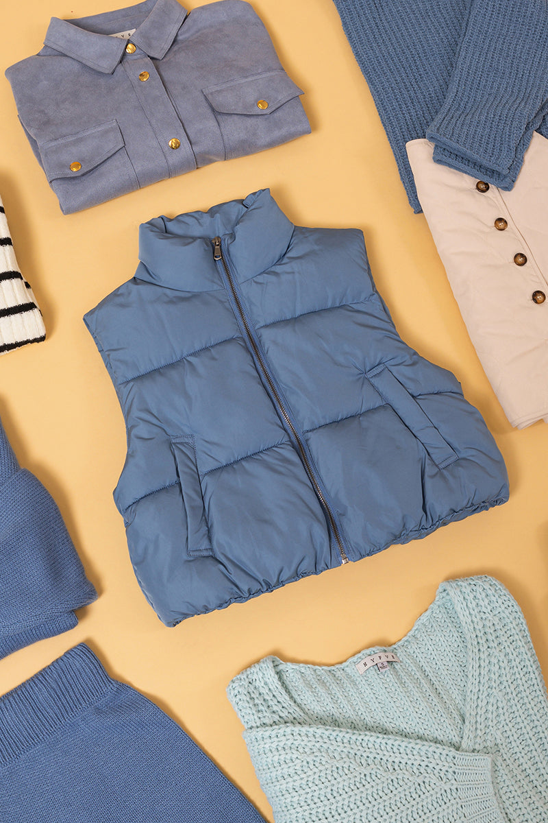 Puffer Vest: Cropped Zipper Closure