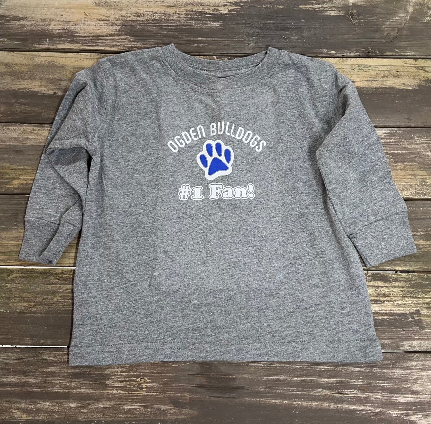 #1 Bulldog Fan Grey Long Sleeve