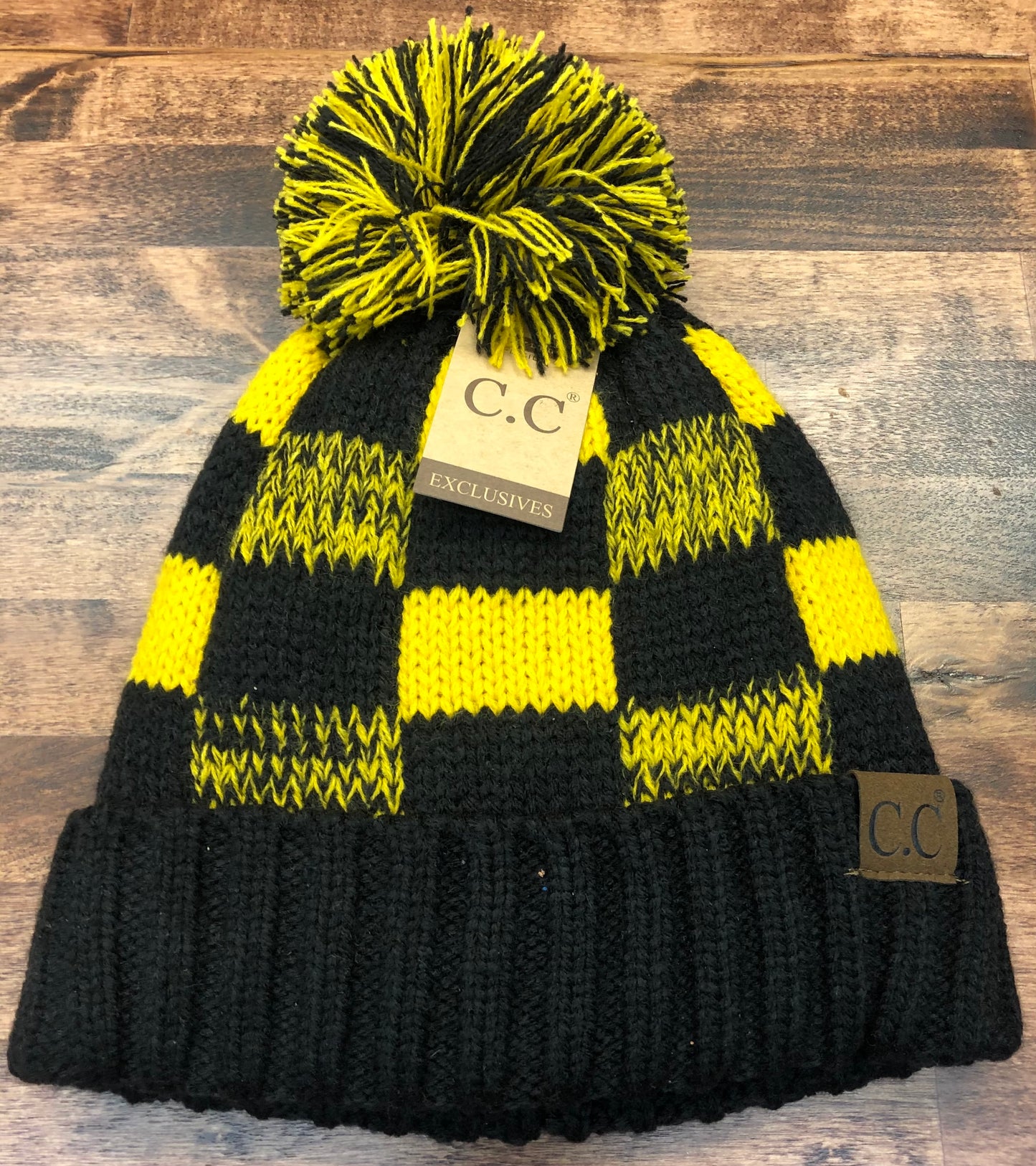 Black & Yellow Pom Beanie