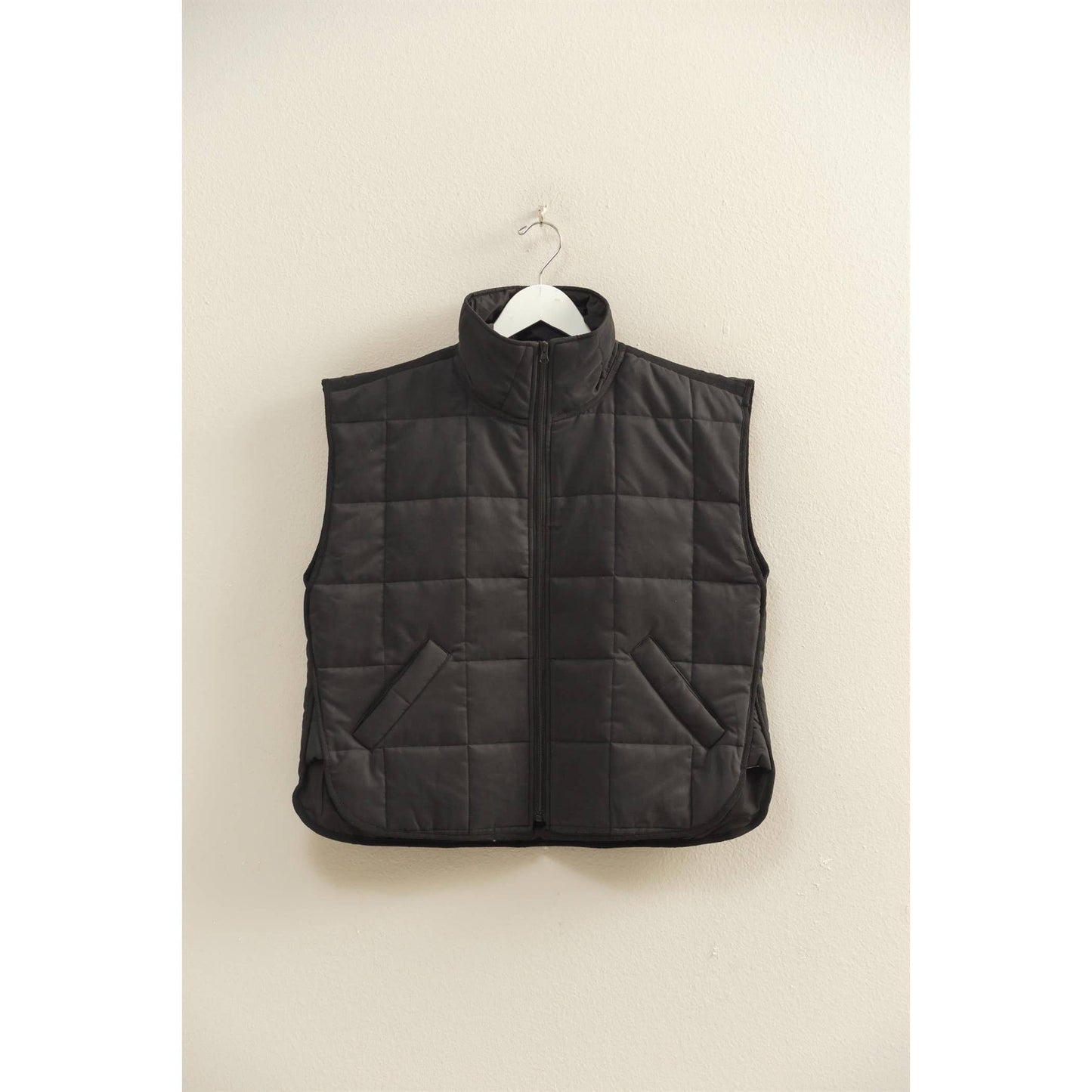 Vest Jacket Quilted Zip-Front