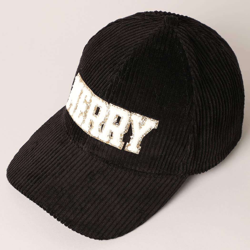 MERRY Embroidery Patch Corduroy Cap