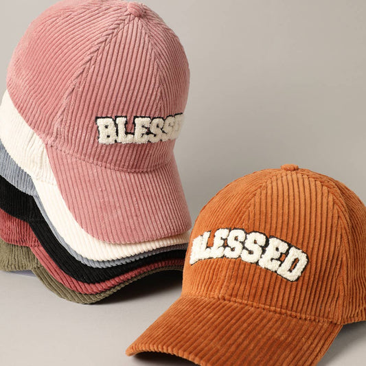 BLESSED 3D Embroidered Corduroy Baseball Cap
