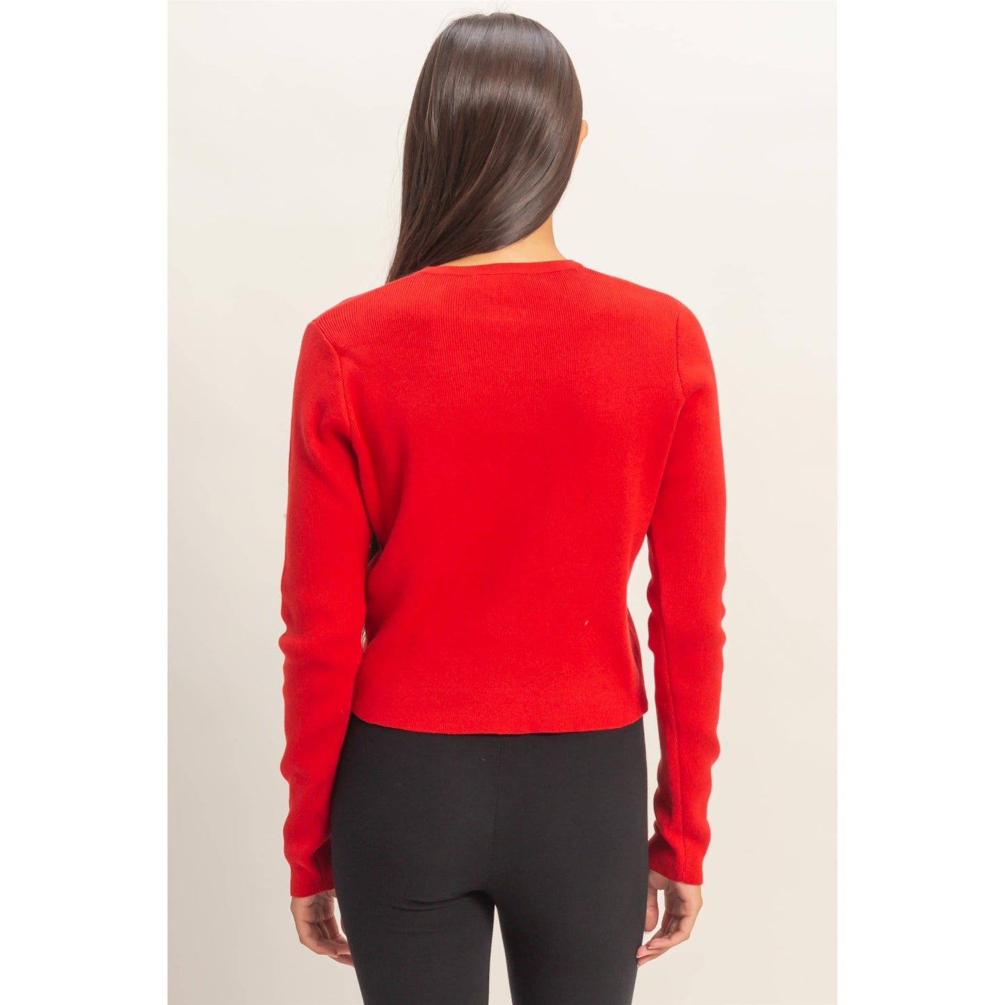 Cardigan, Ribbed Button-Up