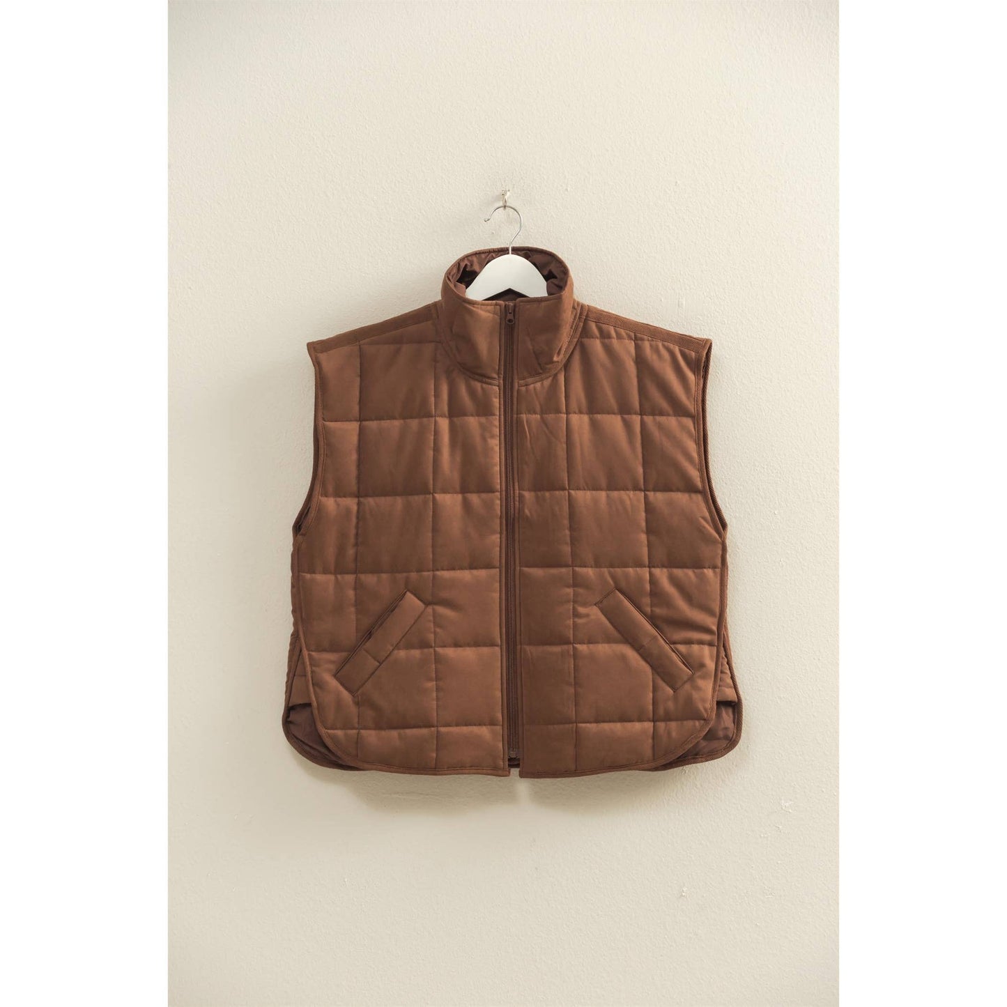 Vest Jacket Quilted Zip-Front