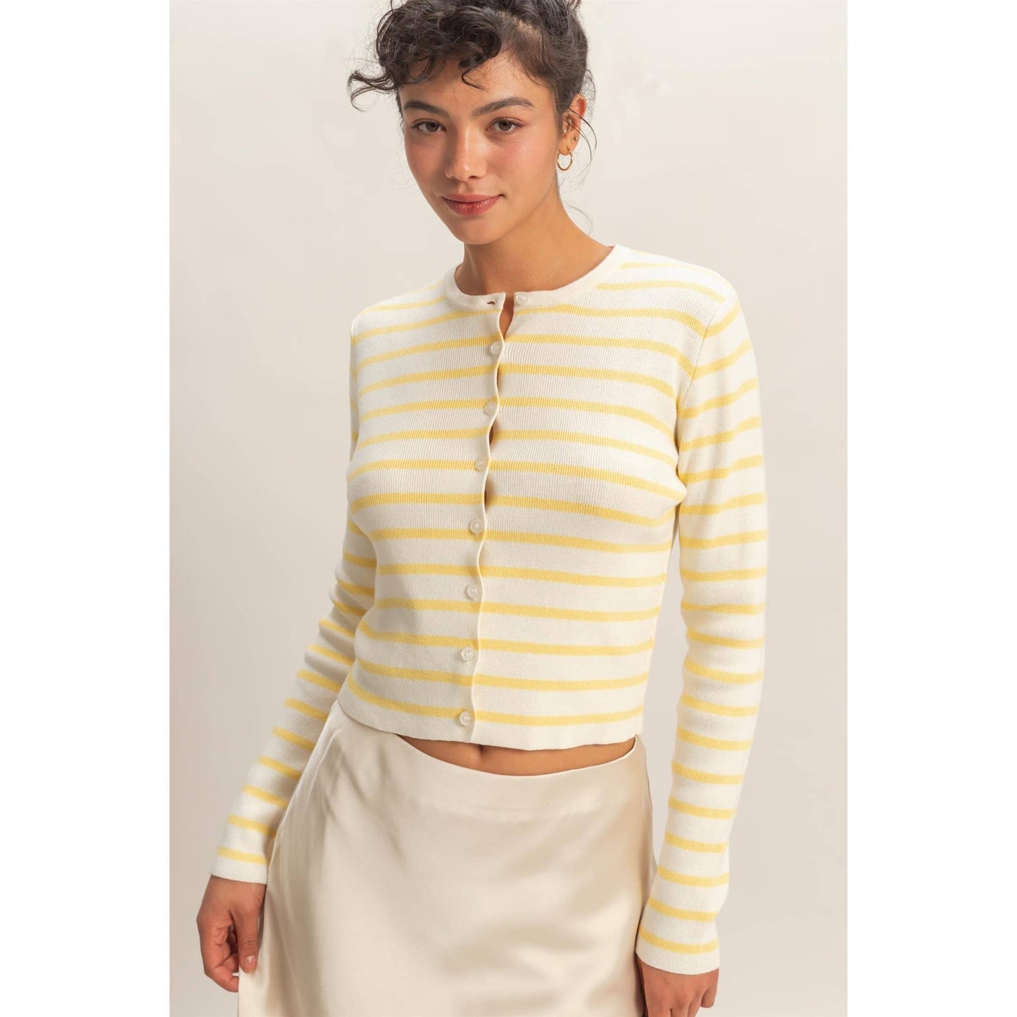 Cardigan, Striped Button-Up