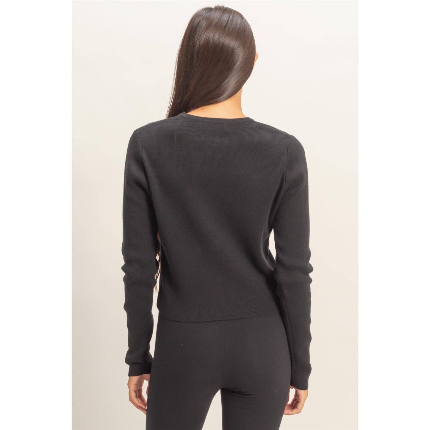 Cardigan, Ribbed Button-Up