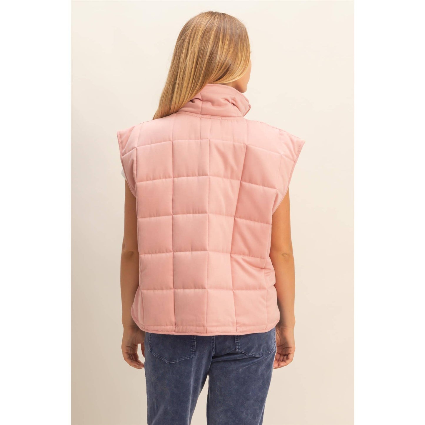 Vest Jacket Quilted Zip-Front
