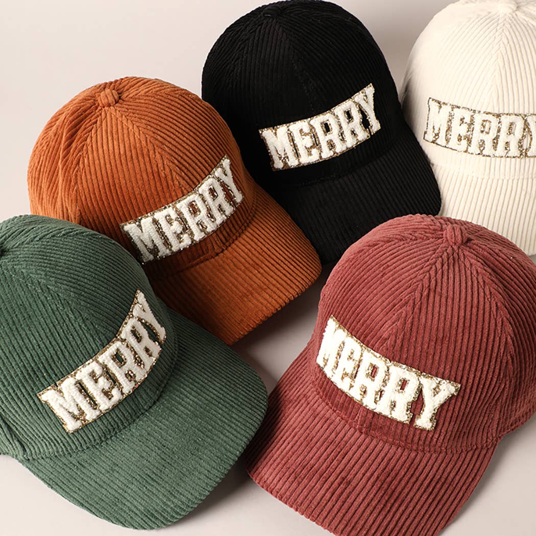 MERRY Embroidery Patch Corduroy Cap