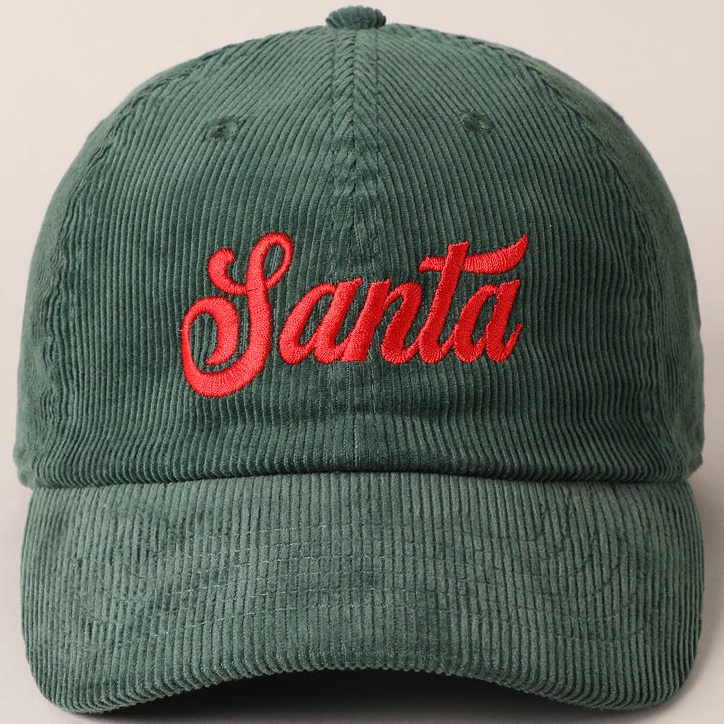 Santa Text Corduroy Baseball Cap