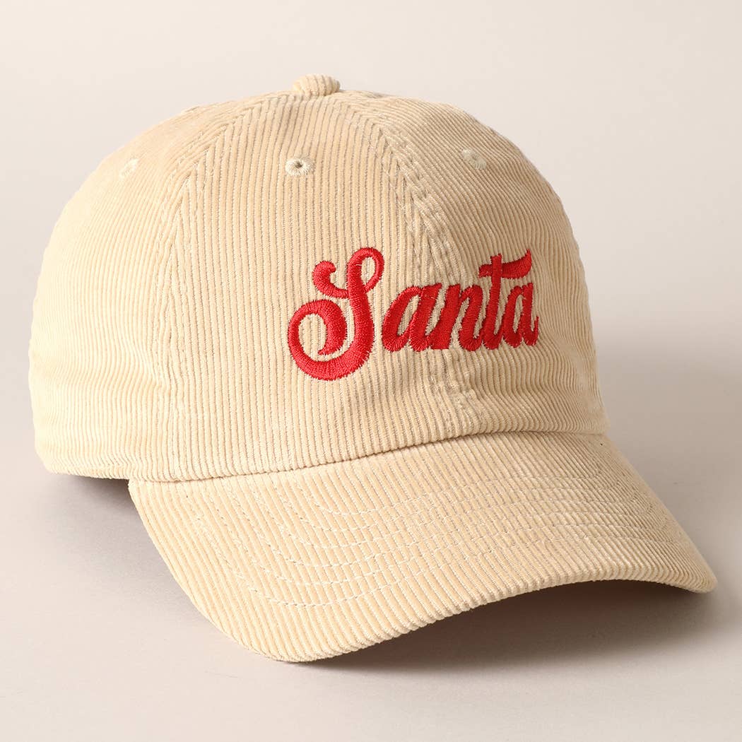 Santa Text Corduroy Baseball Cap