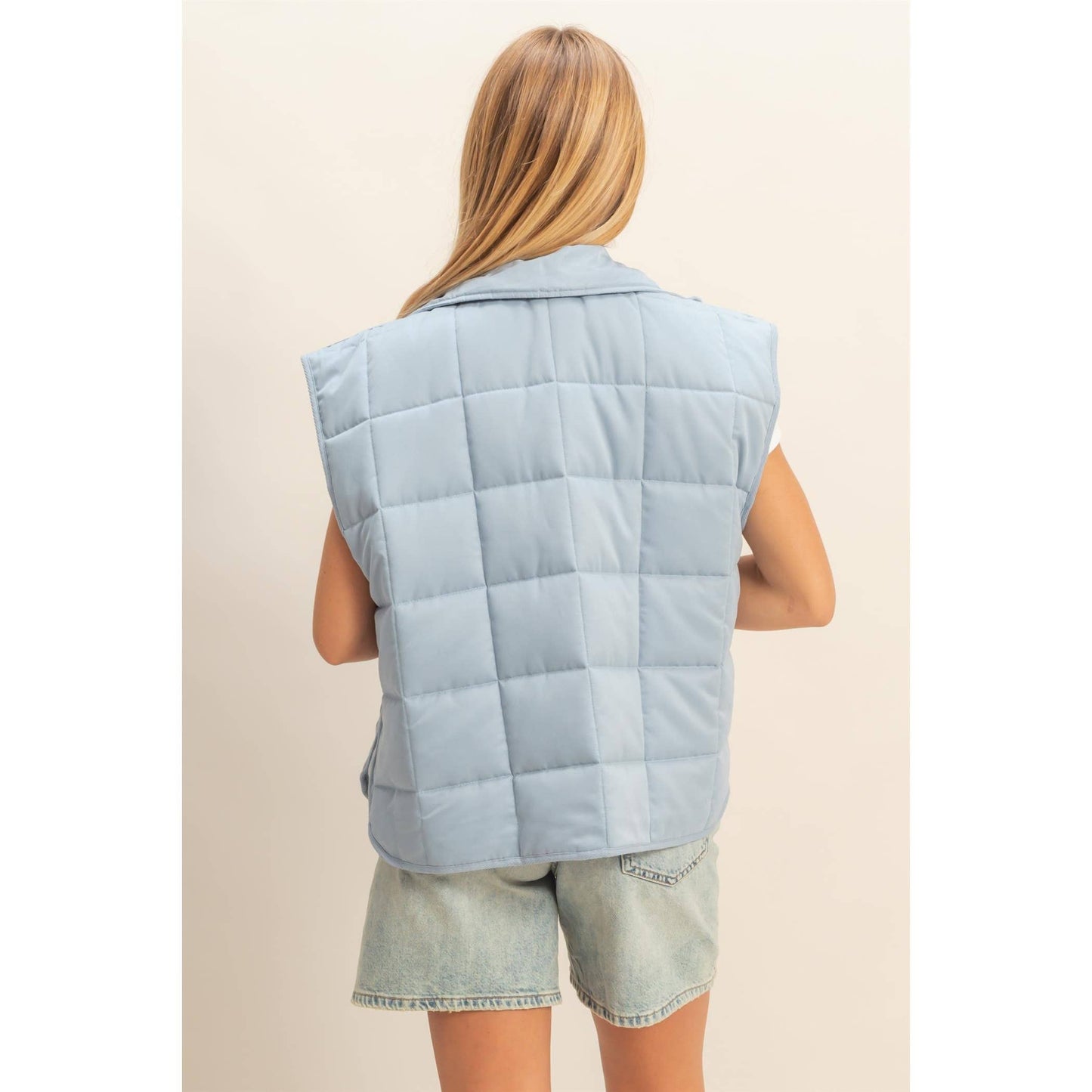 Vest Jacket Quilted Zip-Front