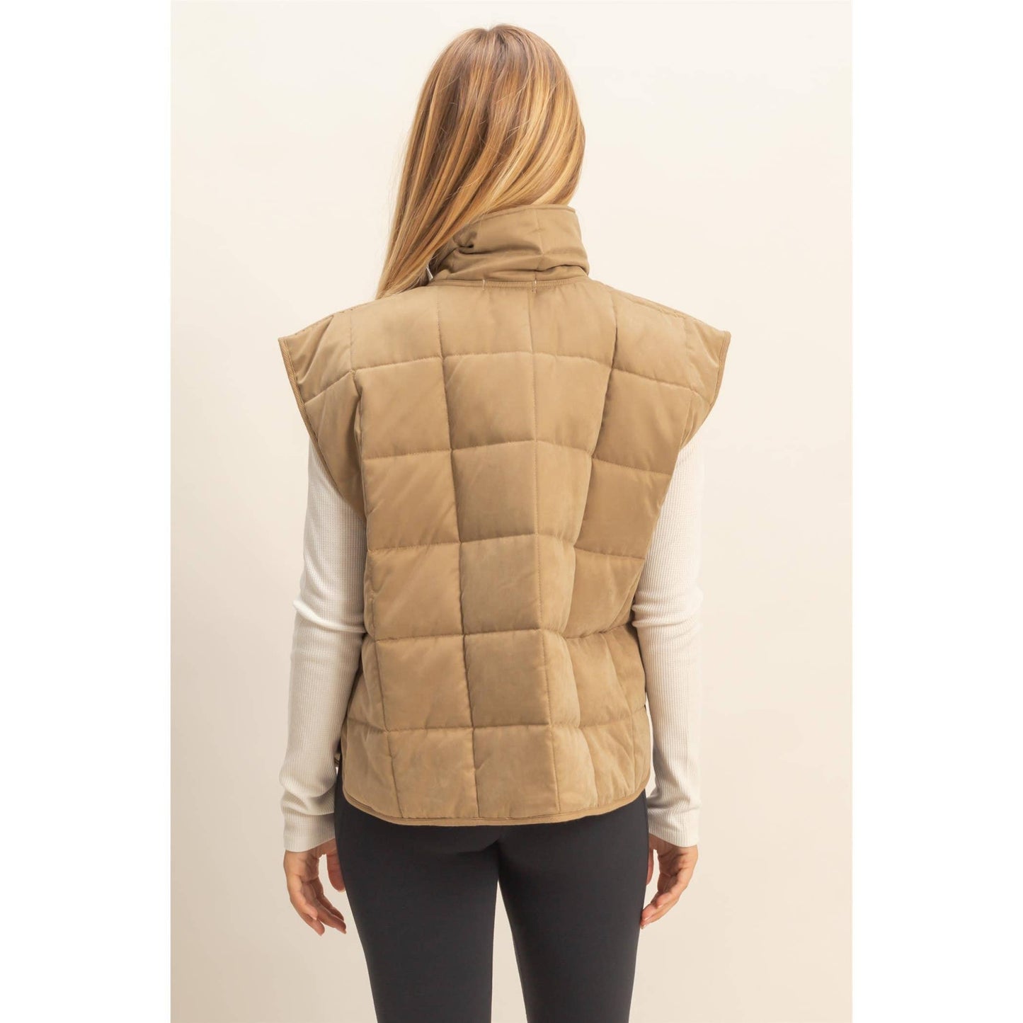 Vest Jacket Quilted Zip-Front