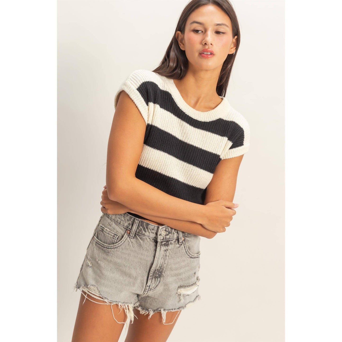Striped Ribbed Knit Top