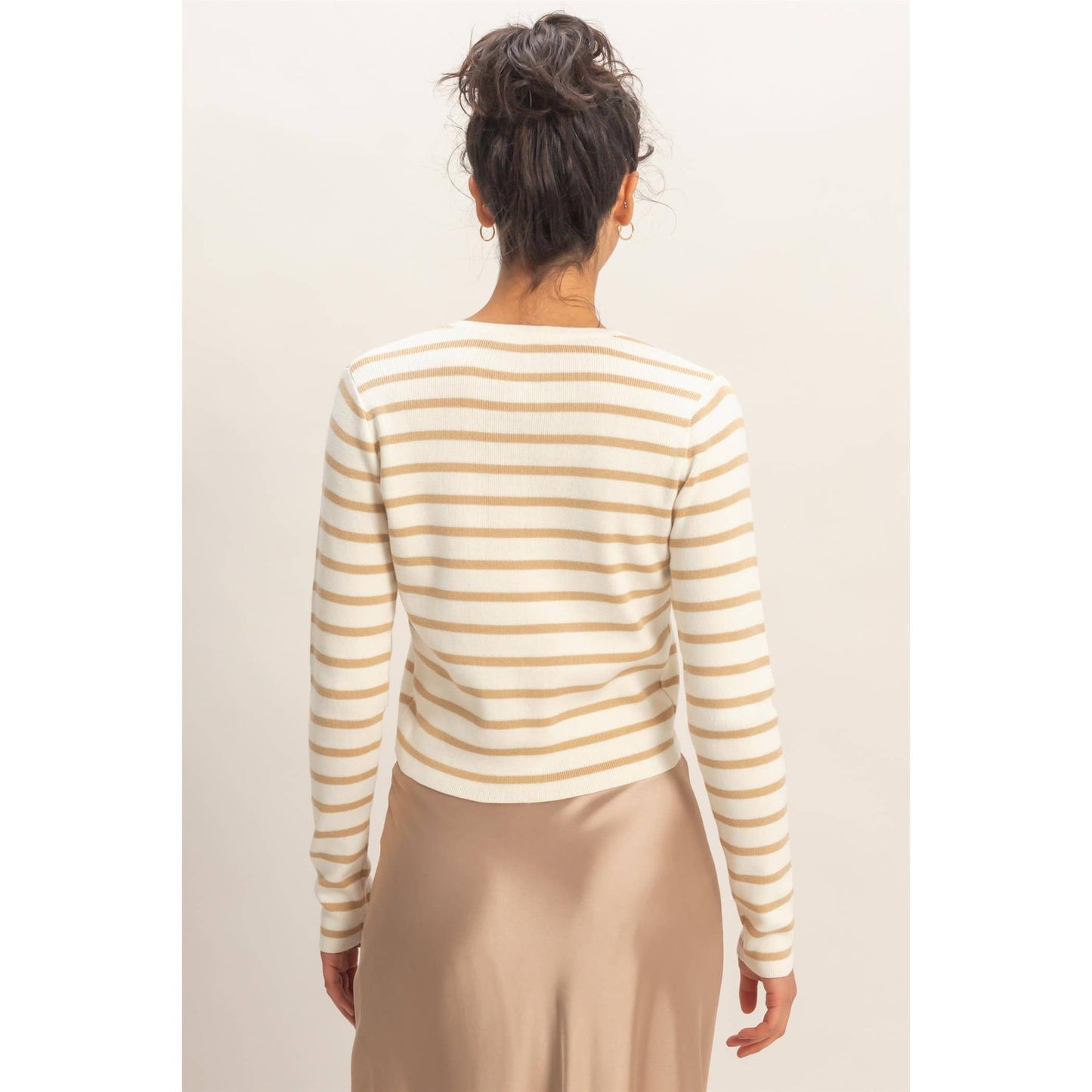 Cardigan, Striped Button-Up