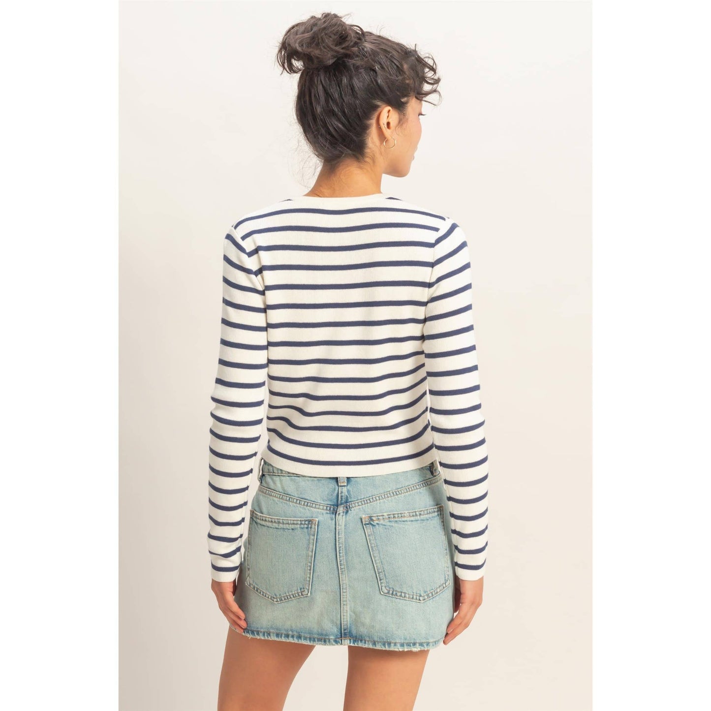 Cardigan, Striped Button-Up