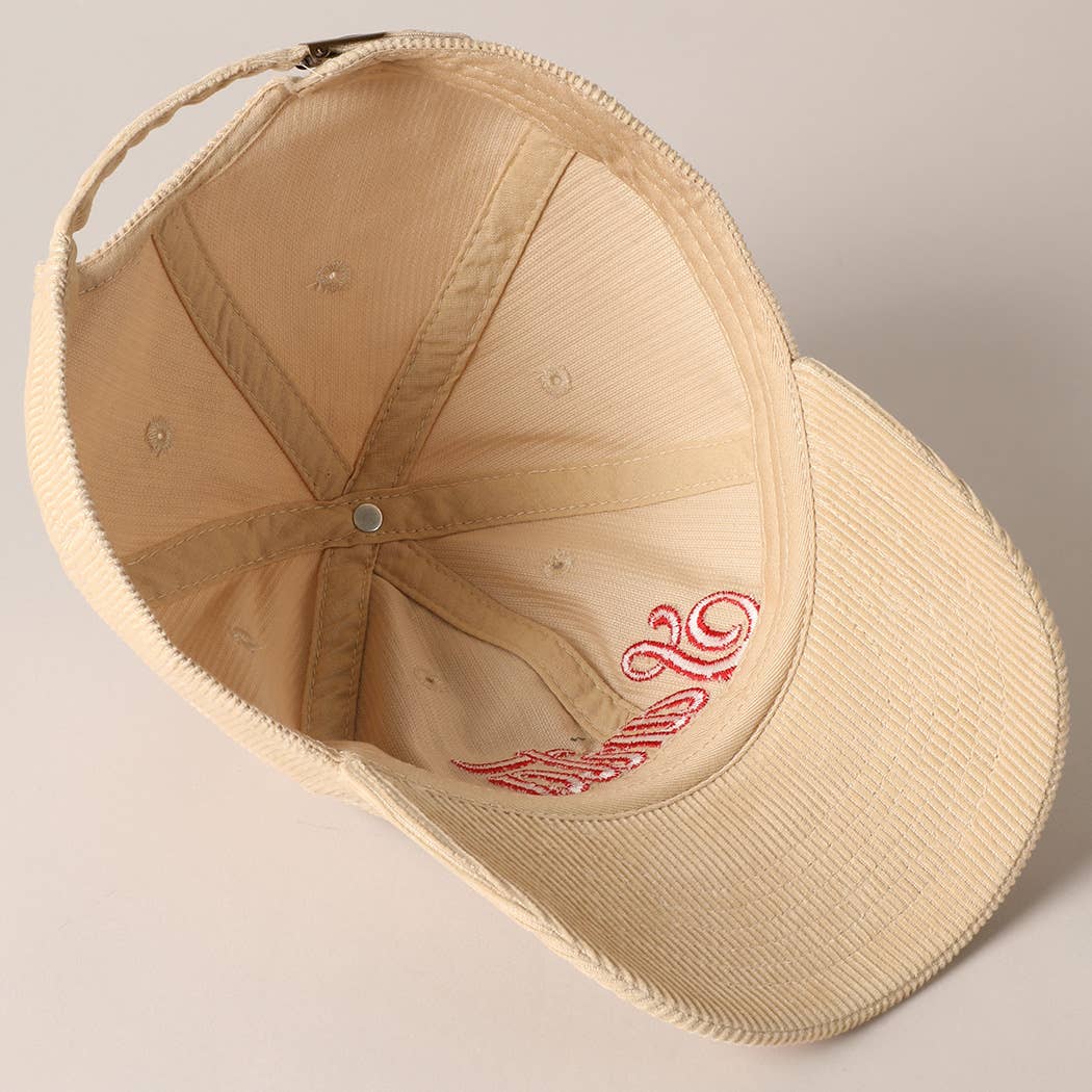 Santa Text Corduroy Baseball Cap