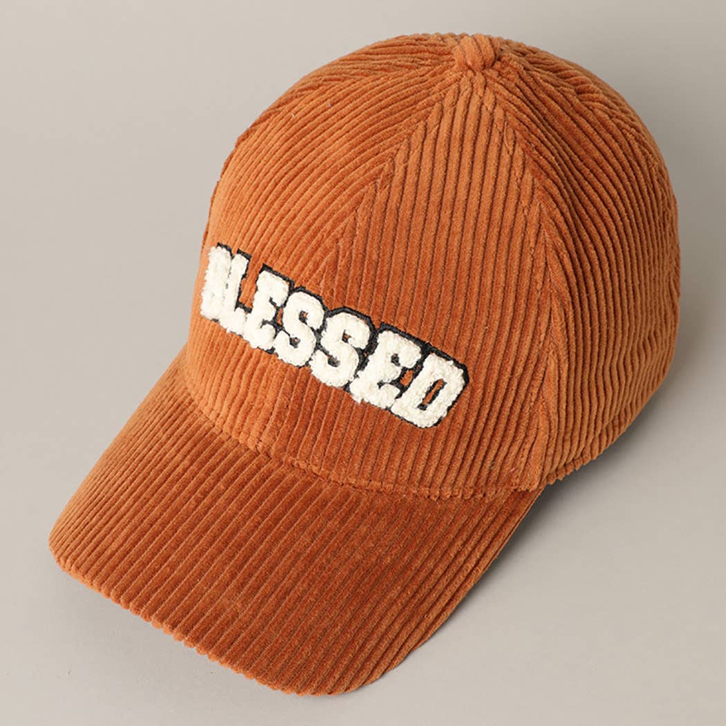 BLESSED 3D Embroidered Corduroy Baseball Cap