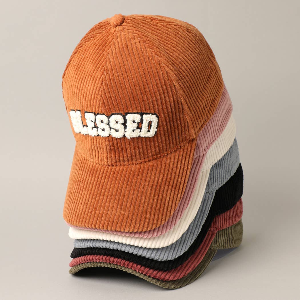 BLESSED 3D Embroidered Corduroy Baseball Cap