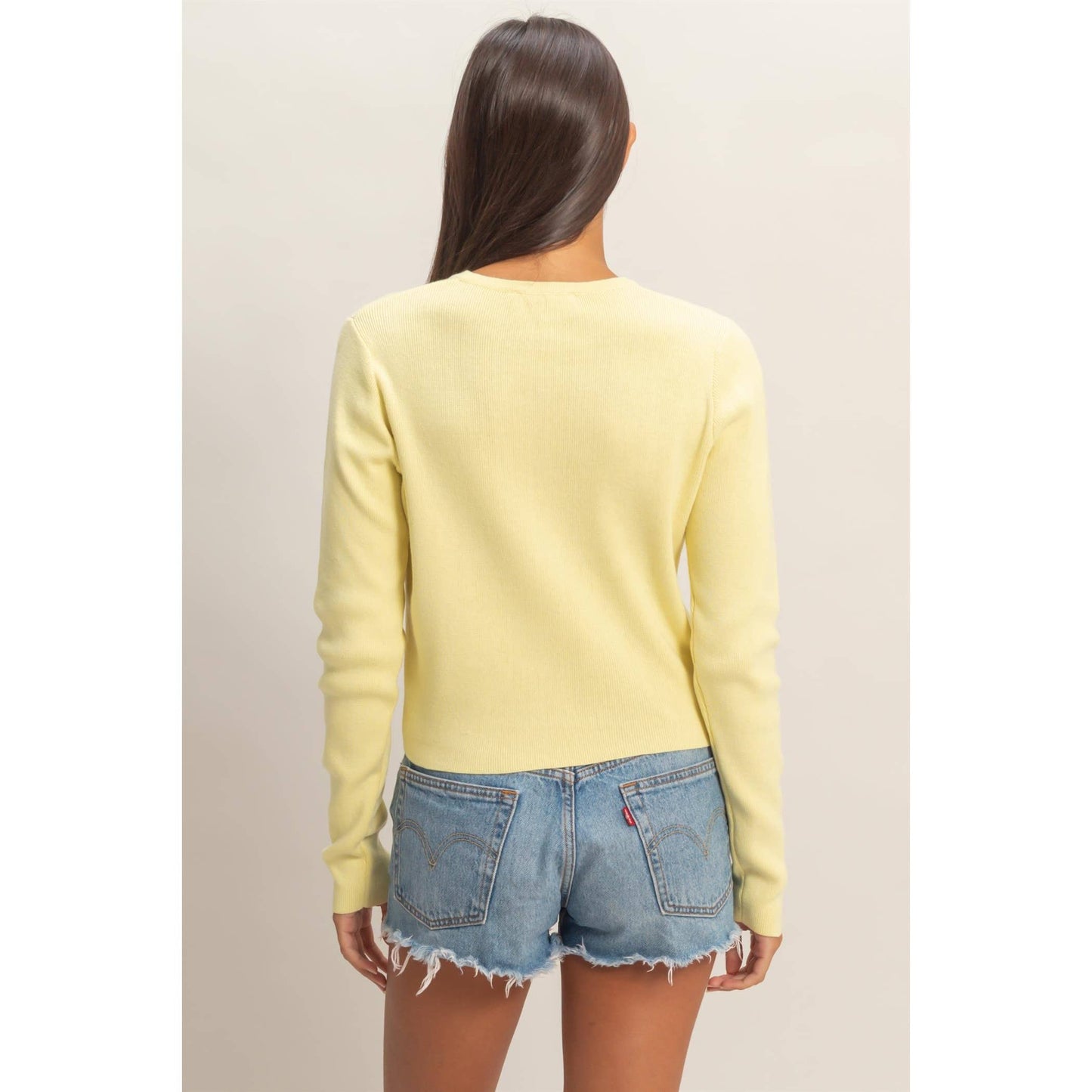 Cardigan, Ribbed Button-Up