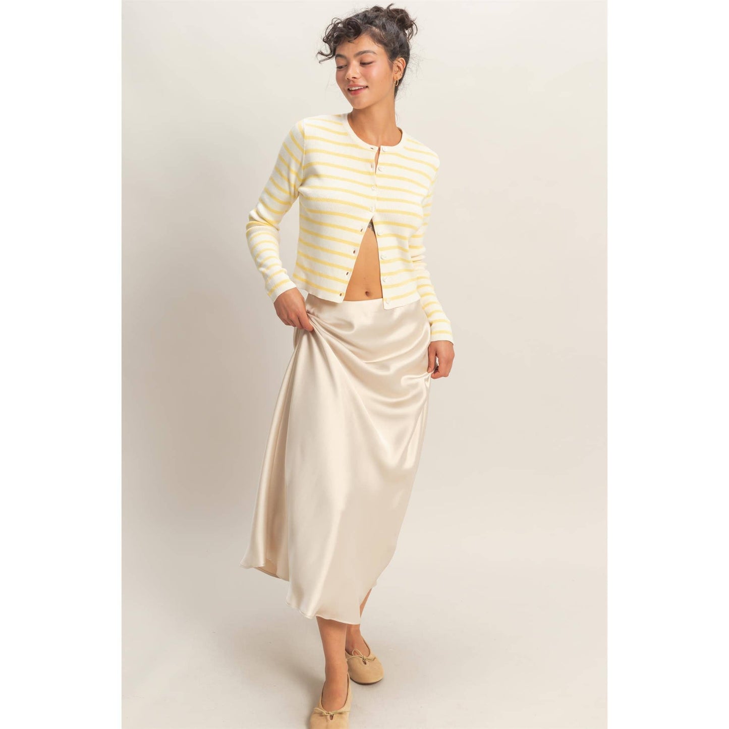 Cardigan, Striped Button-Up