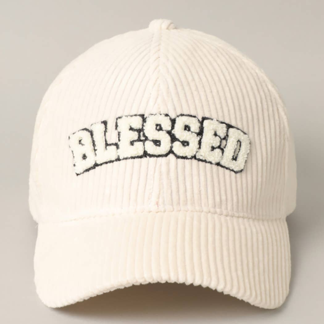 BLESSED 3D Embroidered Corduroy Baseball Cap