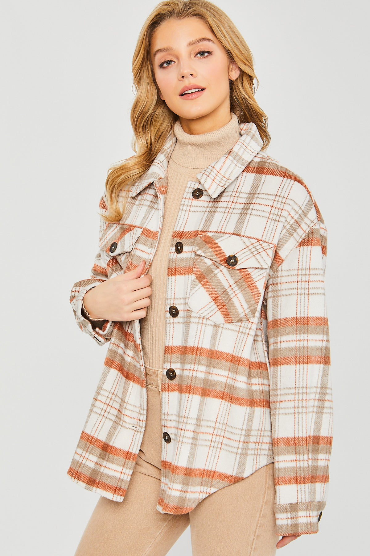 Plaid Bust Pocket Shacket- TERRA