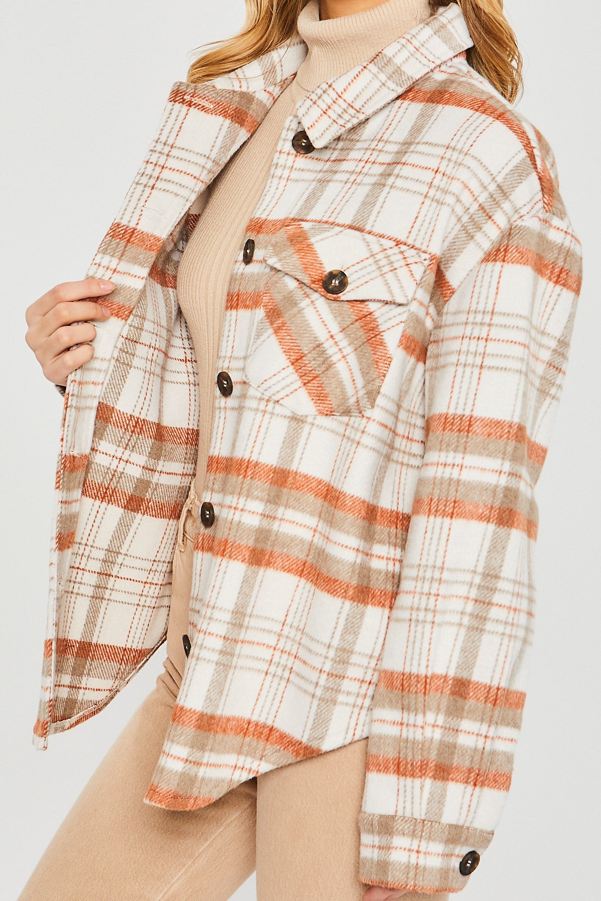 Plaid Bust Pocket Shacket- TERRA