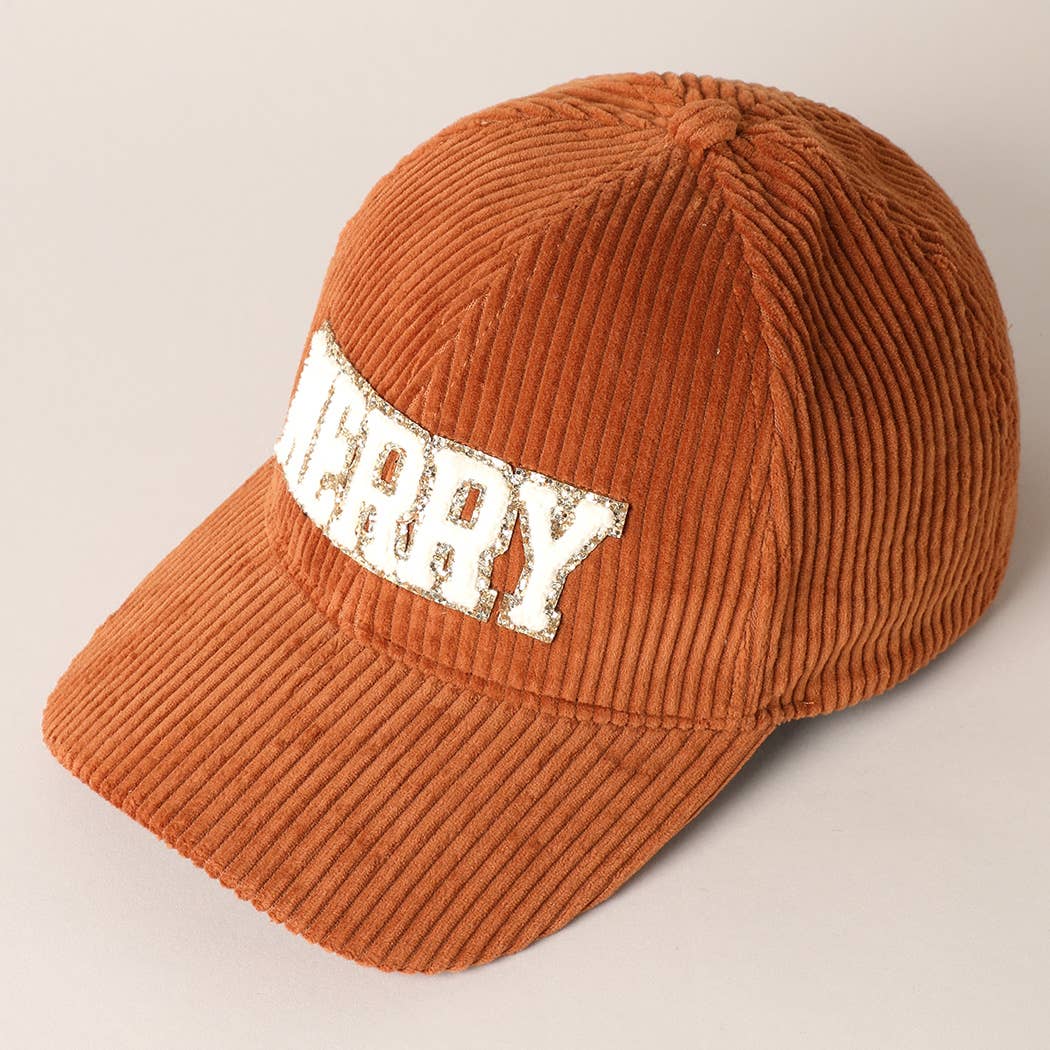 MERRY Embroidery Patch Corduroy Cap