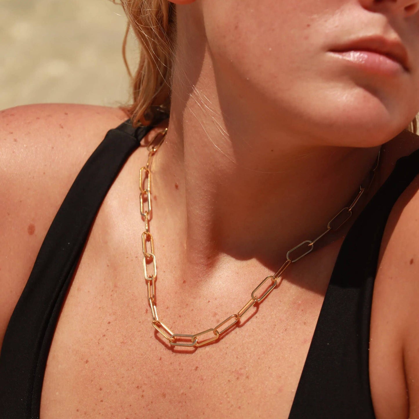 Necklace: 18K Gold Paperclip Chain