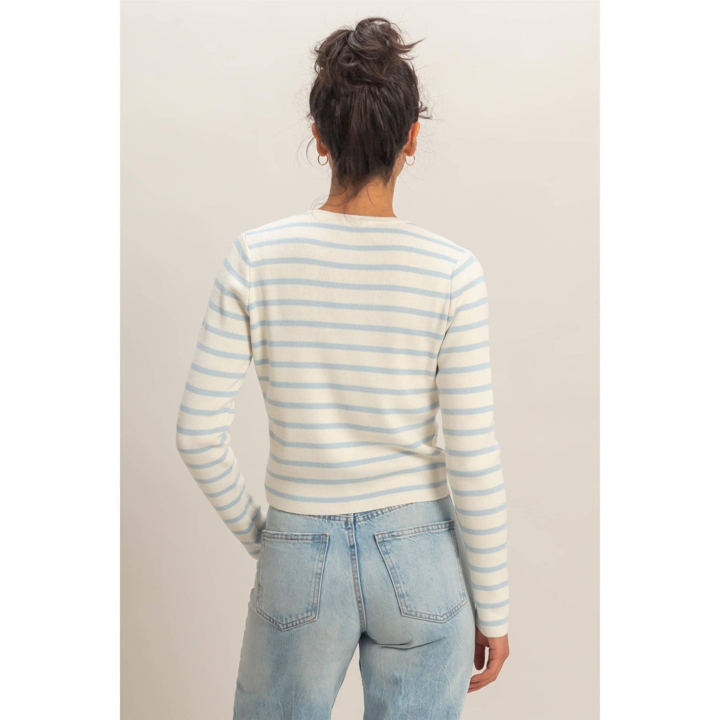 Cardigan, Striped Button-Up