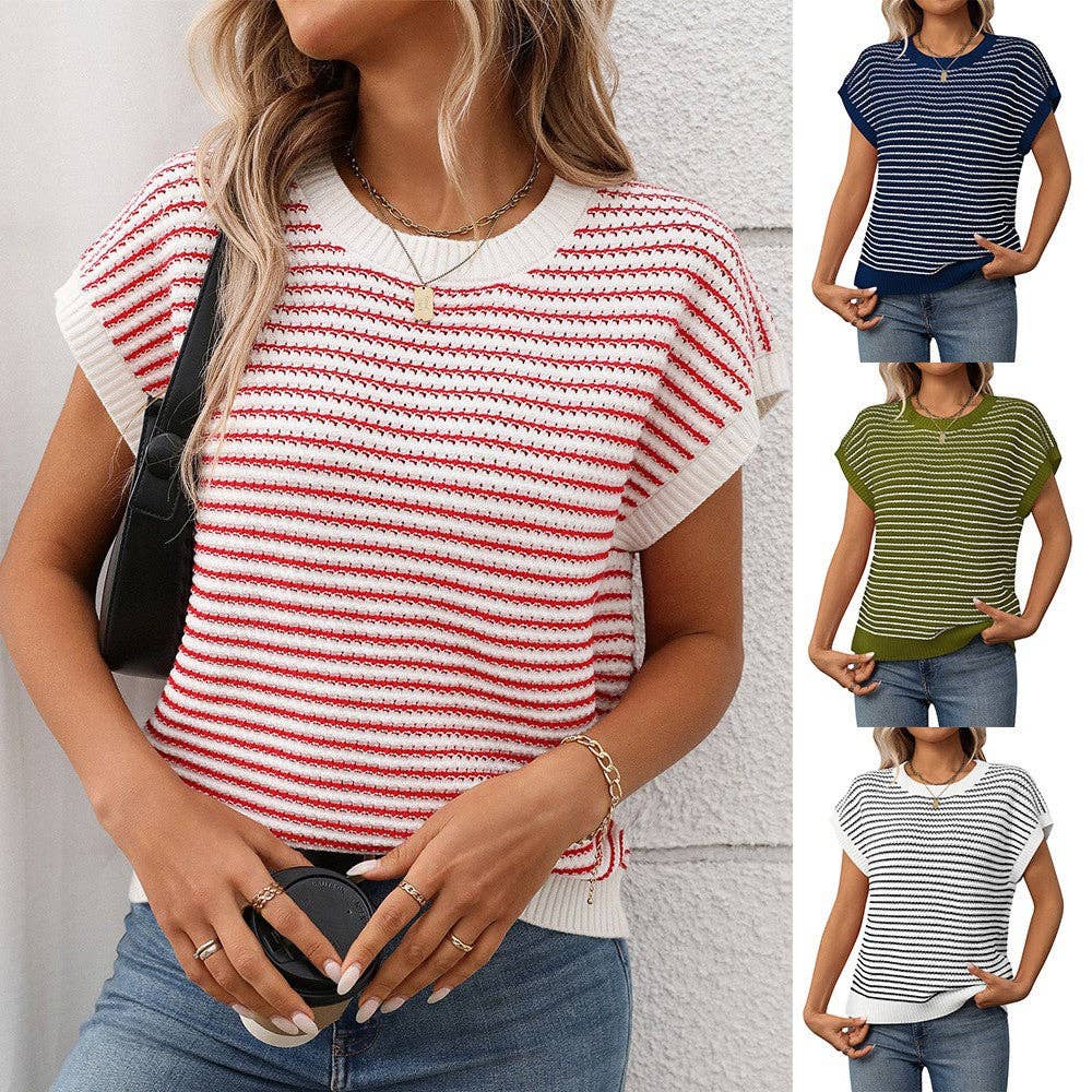 Sweater: Striped Crewneck