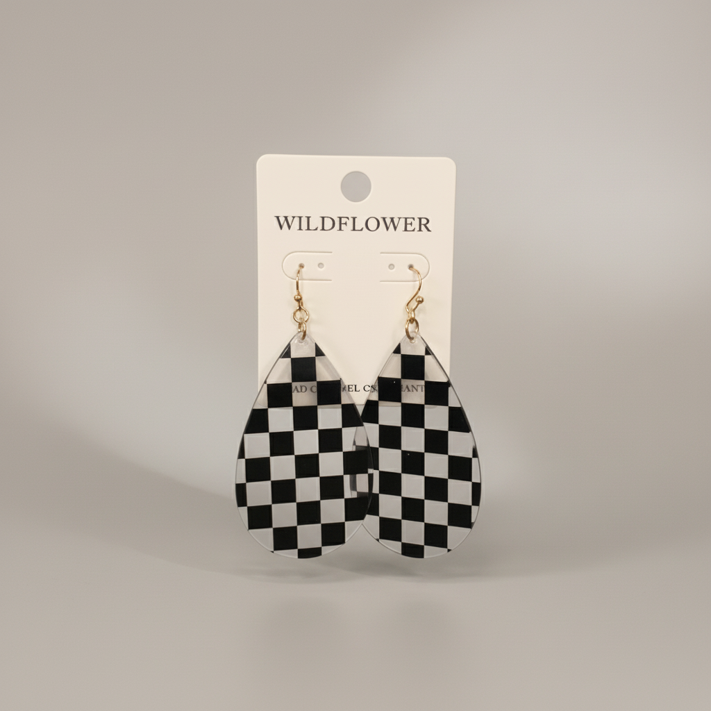 Black Checkerboard Earrings