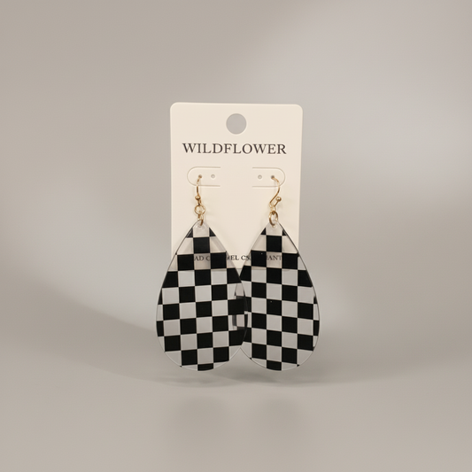 Black Checkerboard Earrings