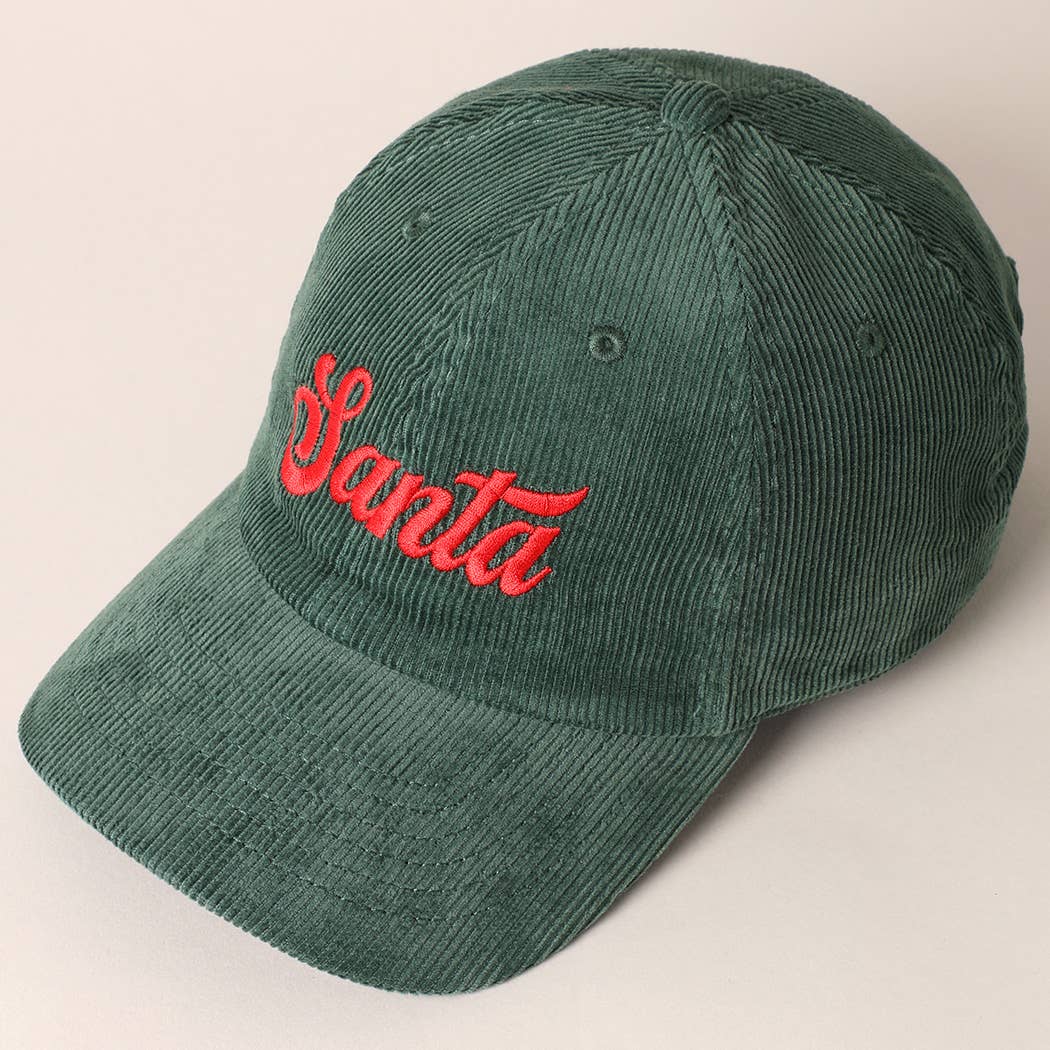 Santa Text Corduroy Baseball Cap