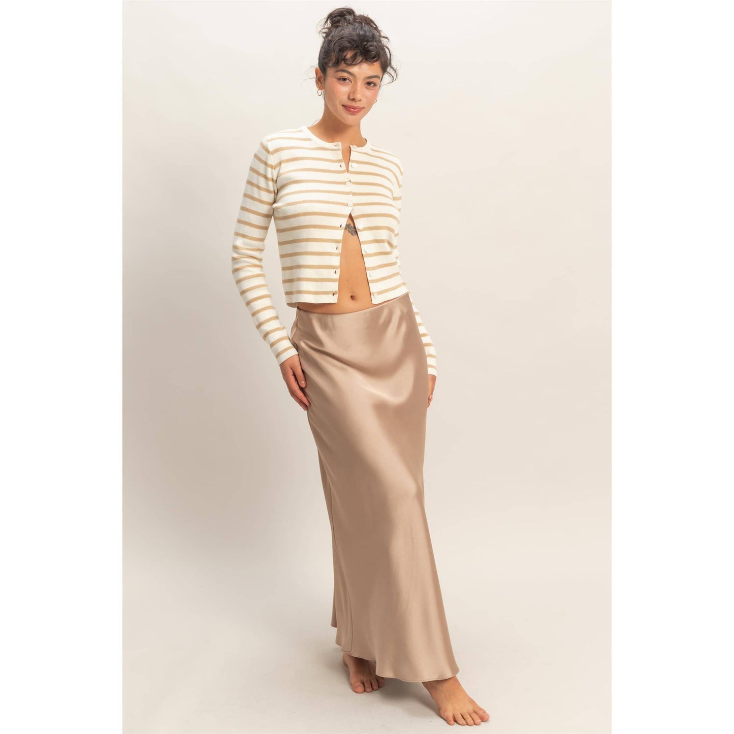 Cardigan, Striped Button-Up