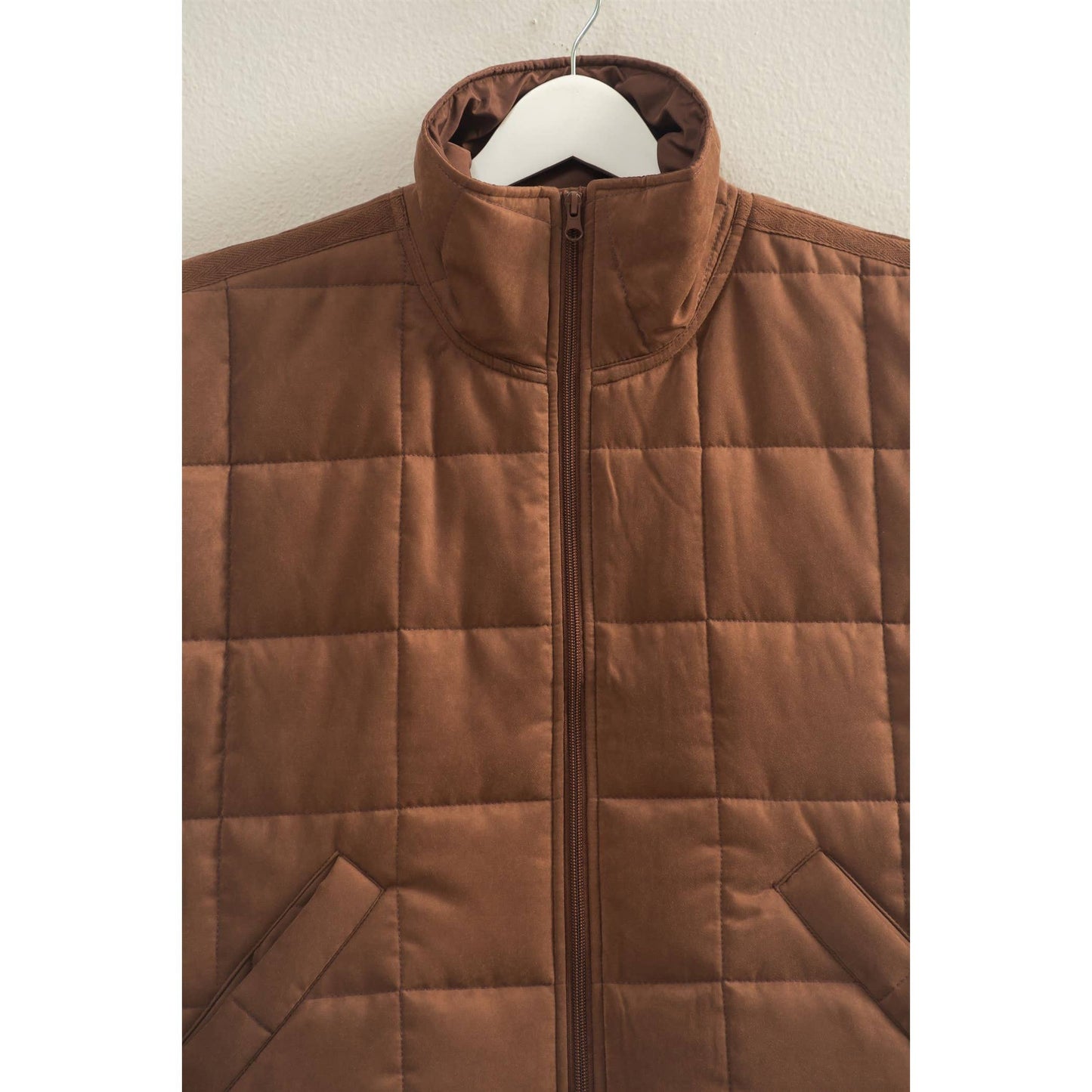 Vest Jacket Quilted Zip-Front