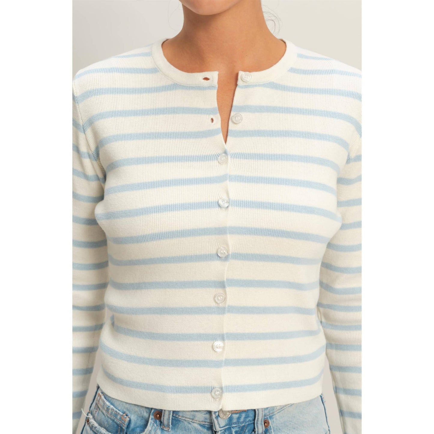 Cardigan, Striped Button-Up