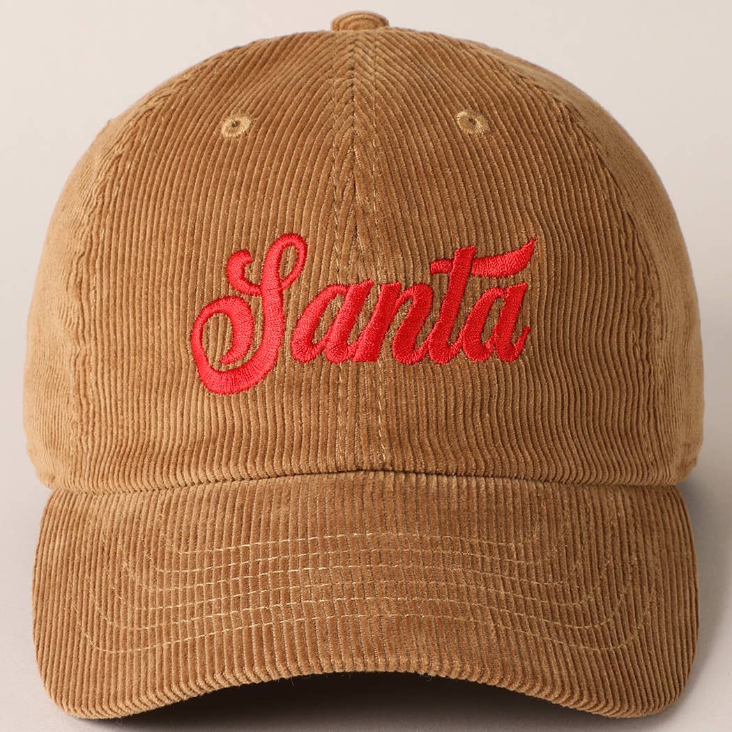 Santa Text Corduroy Baseball Cap
