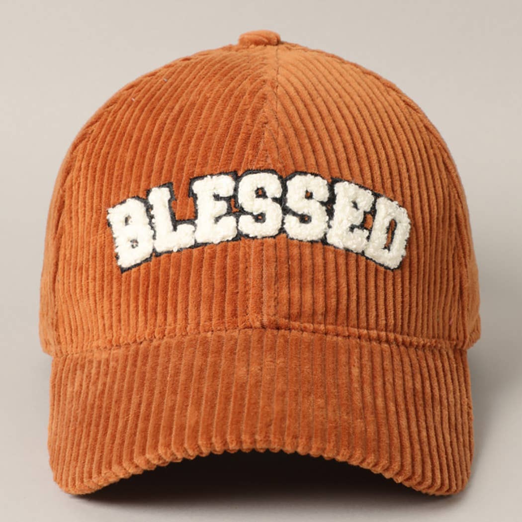 BLESSED 3D Embroidered Corduroy Baseball Cap