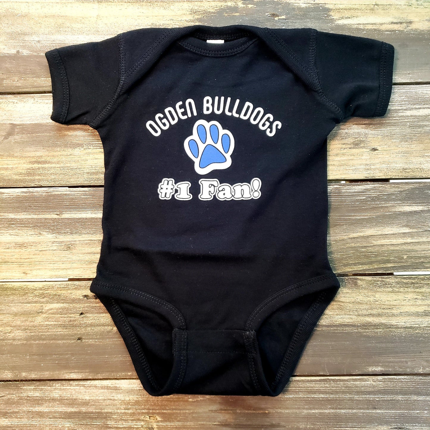 #1 Fan Bulldog Black Onesie